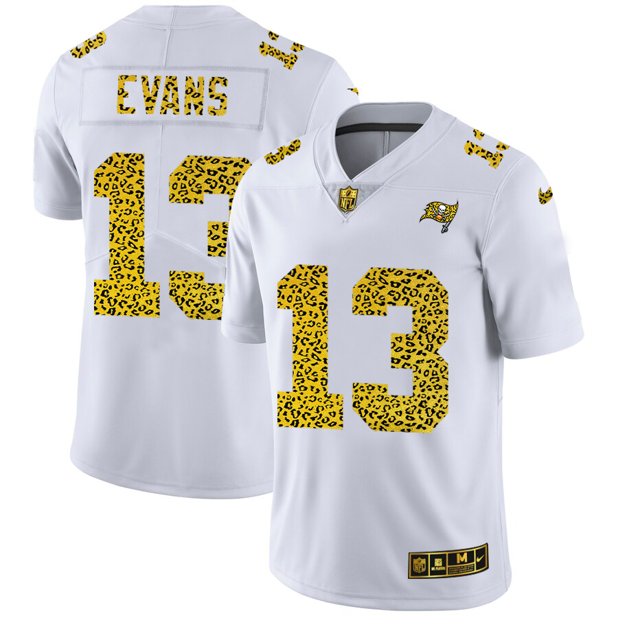 Tampa Bay Buccaneers #13 Mike Evans Men Nike Flocked Leopard Print Vapor Limited NFL Jersey White